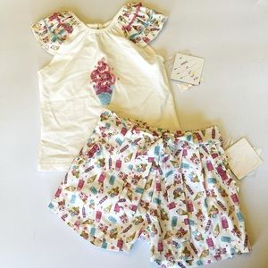Dani Boutique Brand Kids Ice Cream Shirt and Shorts Set NWT Size 2